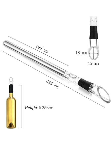 YouYah Stick Enfriador de Vino 3-en-1 Acero Inoxidable