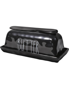 Plato de Mantequilla TP con Tapa Melamina Negro 18x8 cm 2