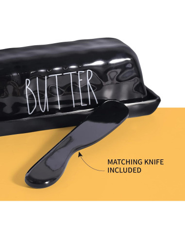 Plato de Mantequilla TP con Tapa Melamina Negro 18x8 cm