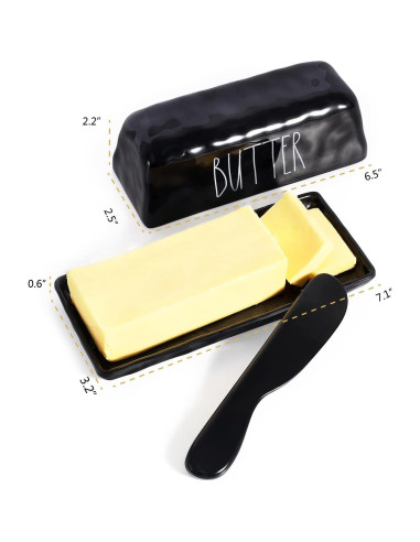 Plato de Mantequilla TP con Tapa Melamina Negro 18x8 cm