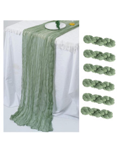 Camino de Mesa de Gasa Verde Salvia Arucxlzq - Paquete de 6