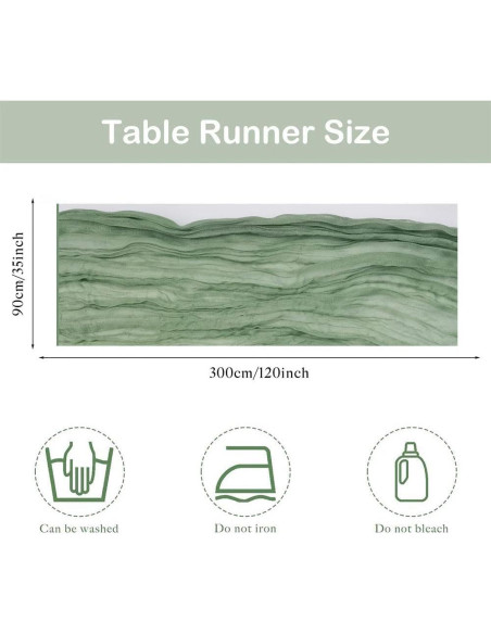 Camino de Mesa de Gasa Verde Salvia Arucxlzq - Paquete de 6