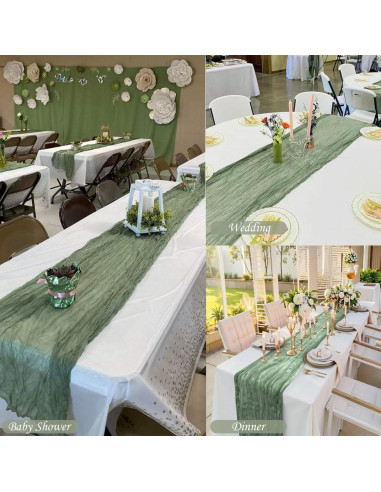 Camino de Mesa de Gasa Verde Salvia Arucxlzq - Paquete de 6