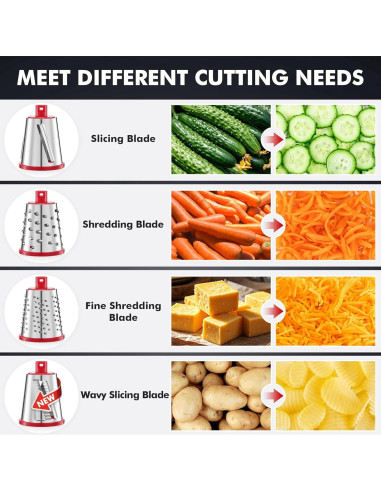 Rallador de Queso Rotatorio Geedel con 4 Cuchillas Intercambiables