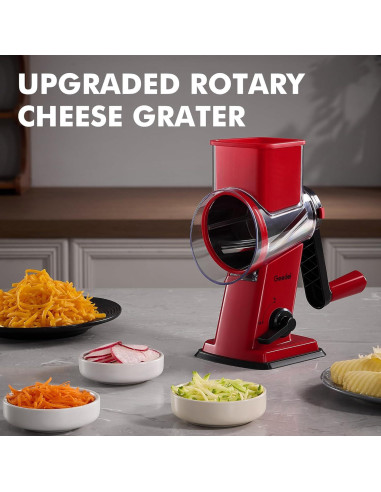 Rallador de Queso Rotatorio Geedel con 4 Cuchillas Intercambiables