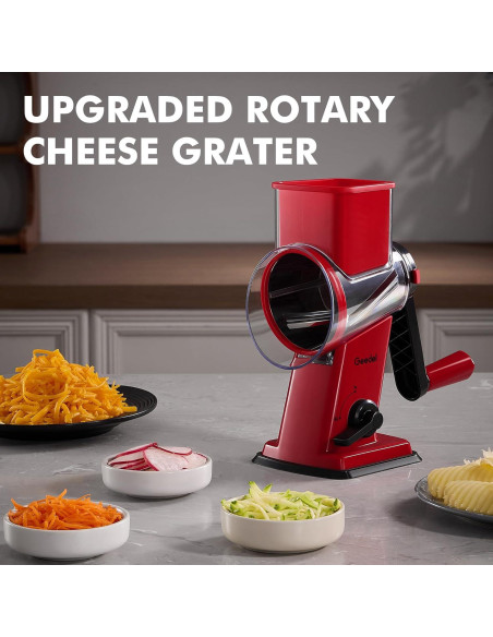 Rallador de Queso Rotatorio Geedel con 4 Cuchillas Intercambiables