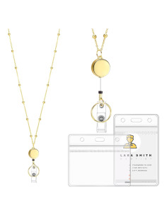 Cinta de Insignia Retráctil Prudiut Oro con 2 Soportes Impermeables