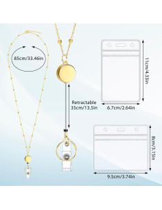 Cinta de Insignia Retráctil Prudiut Oro con 2 Soportes Impermeables 2