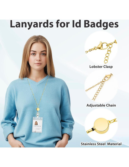 Cinta de Insignia Retráctil Prudiut Oro con 2 Soportes Impermeables