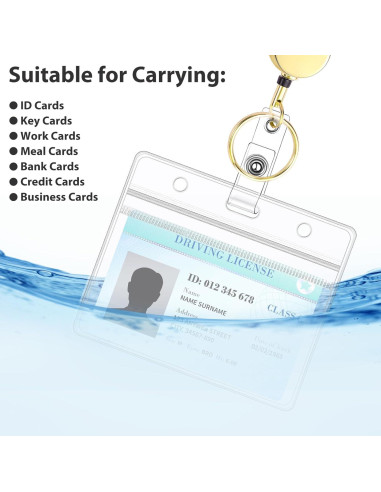 Cinta de Insignia Retráctil Prudiut Oro con 2 Soportes Impermeables