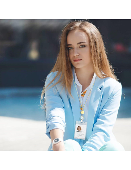 Cinta de Insignia Retráctil Prudiut Oro con 2 Soportes Impermeables