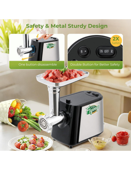 Picadora de Carne Eléctrica Flyseago 3000W Multifuncional