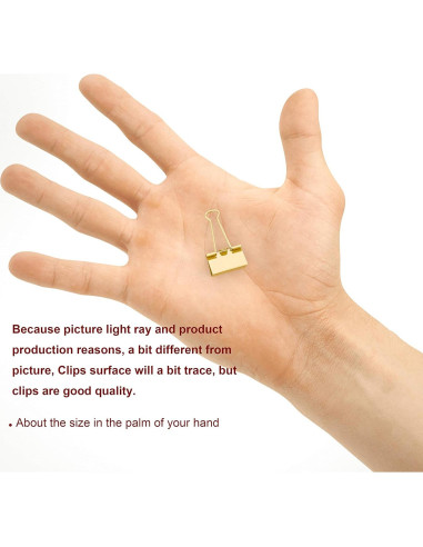 Clip de Carpeta Mini Metal Dorado nctinystore 40 Unidades