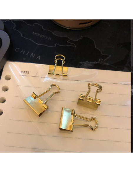 Clip de Carpeta Mini Metal Dorado nctinystore 40 Unidades