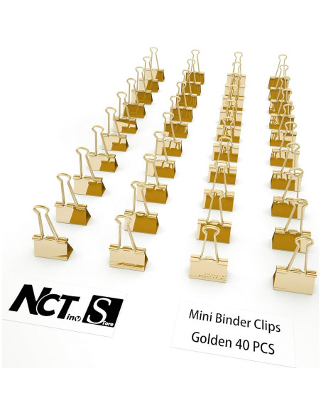 Clip de Carpeta Mini Metal Dorado nctinystore 40 Unidades