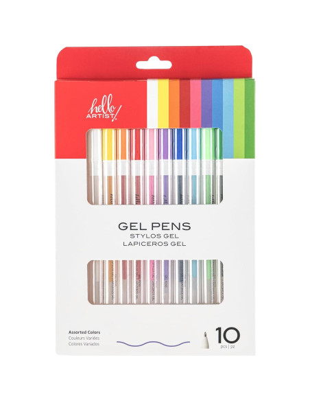 Set de 10 Bolígrafos de Gel Hello, Artist! Multicolor No Tóxicos