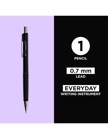 Lápiz Mecánico Sakura 0.7mm con 3 Recargas de Borrador - Negro