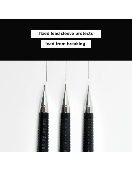 Lápiz Mecánico Sakura 0.7mm con 3 Recargas de Borrador - Negro