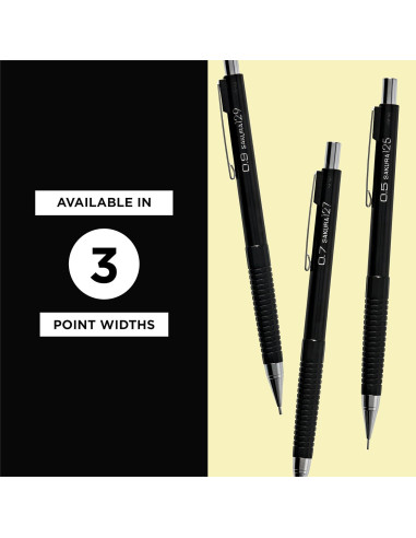 Lápiz Mecánico Sakura 0.7mm con 3 Recargas de Borrador - Negro