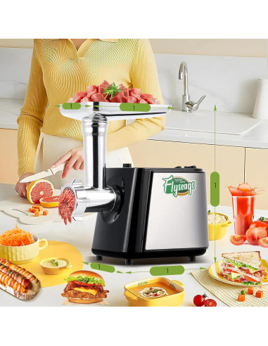 Picadora de Carne Eléctrica Flyseago 3000W Multifuncional