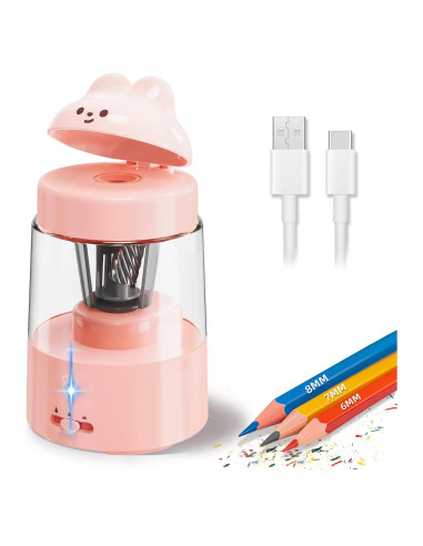 Afilalápices Eléctrico ZMOL Rosa Recargable 6-8mm Automático