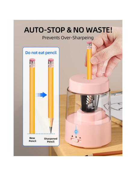 Afilalápices Eléctrico ZMOL Rosa Recargable 6-8mm Automático