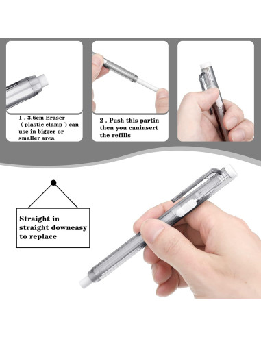 Set 12 Borradores Mecánicos Retráctiles Eersida Negro