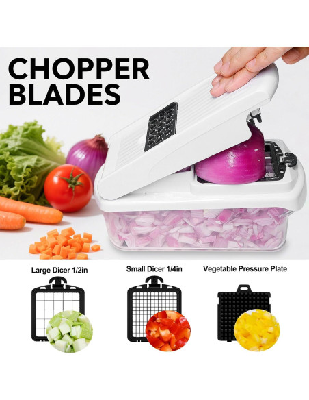 Picador de Verduras JAYVAR 15-en-1 Acero Inoxidable Blanco