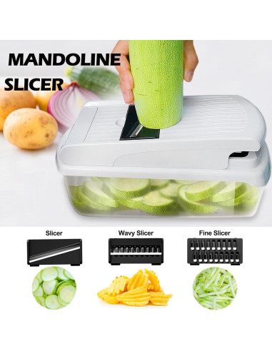 Picador de Verduras JAYVAR 15-en-1 Acero Inoxidable Blanco