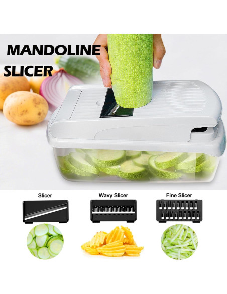 Picador de Verduras JAYVAR 15-en-1 Acero Inoxidable Blanco