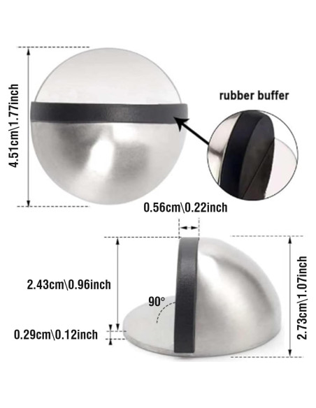 Paquete de 4 topes de puerta UELSTFLY de acero inoxidable