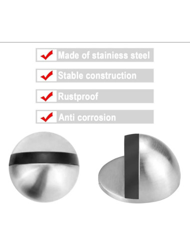 Paquete de 4 topes de puerta UELSTFLY de acero inoxidable