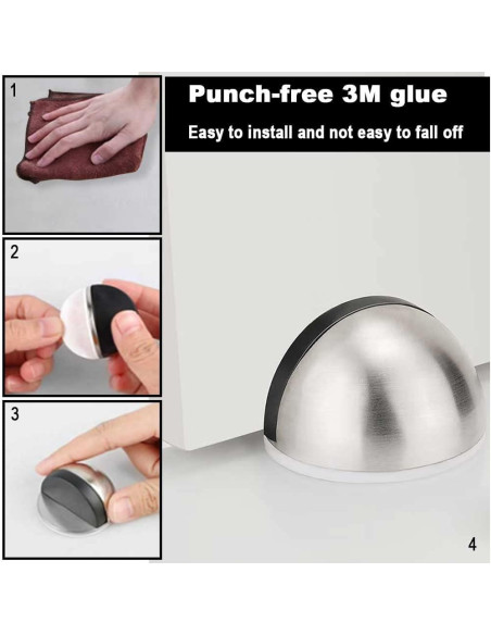 Paquete de 4 topes de puerta UELSTFLY de acero inoxidable