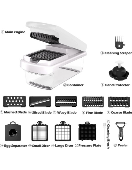 Picador de Verduras JAYVAR 15-en-1 Acero Inoxidable Blanco