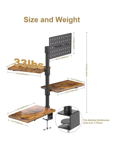 Estante de Escritorio PawsWhirl 3 Niveles Ajustable 15 kg