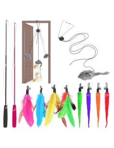 Juego de Juguetes Interactivos para Gatos Baoheyao B102 - Varita de Plumas y Accesorios