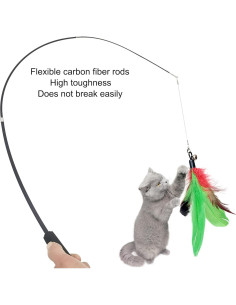 Juego de Juguetes Interactivos para Gatos Baoheyao B102 - Varita de Plumas y Accesorios 2
