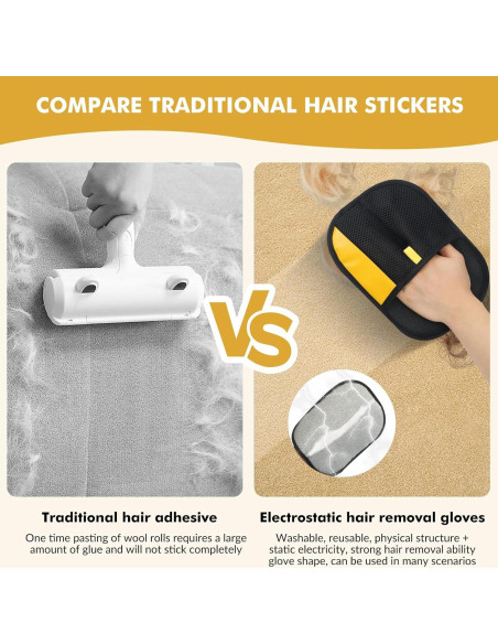 Guante Removedor de Pelo de Mascotas Hochinchow - 24 cm, 2 Piezas