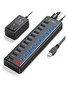 Hub USB 3.0 JESWO 11 Puertos con Carga Inteligente 36W