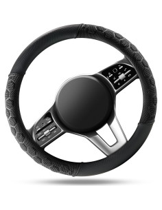 Cubierta de Volante de Masaje PIC AUTO, Cuero Negro Universal 36.8-39.4cm 2