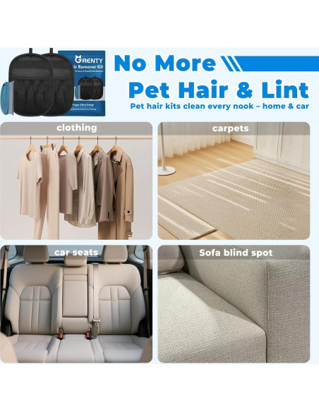 GRENTY Cepillo Mágico y Guantes Eliminadores de Pelo 2 Pcs