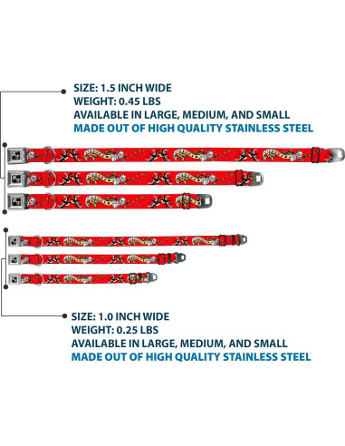 Collar de Perro Buckle-Down Rojo Suertudo 22.86-38.1 cm 2.54 cm