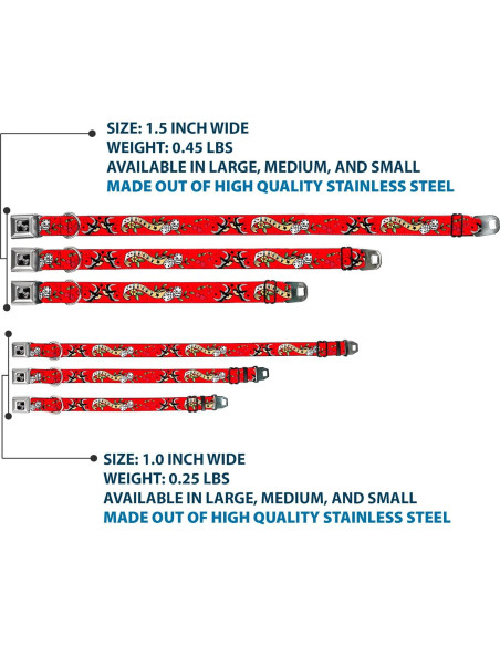 Collar de Perro Buckle-Down Rojo Suertudo 22.86-38.1 cm 2.54 cm