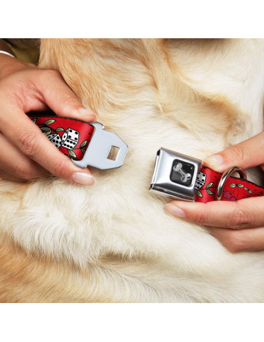 Collar de Perro Buckle-Down Rojo Suertudo 22.86-38.1 cm 2.54 cm