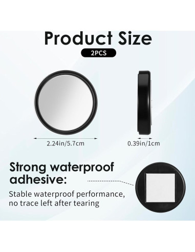 Espejos de Punto Ciego Bremorou 2 Piezas Ajustables Negros