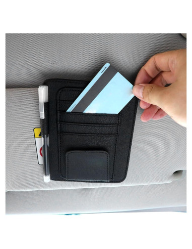 Organizador de Visera de Sol Eldraqth de Cuero Negro Universal