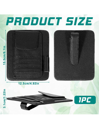 Organizador de Visera de Sol Eldraqth de Cuero Negro Universal