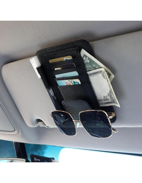 Organizador de Visera de Sol Eldraqth de Cuero Negro Universal