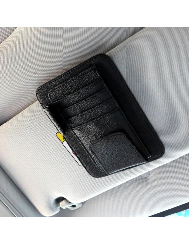 Organizador de Visera de Sol Eldraqth de Cuero Negro Universal