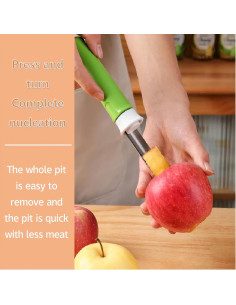 Pelador y Removedor de Corazón de Frutas 2 en 1 Azhaoiang Verde 2